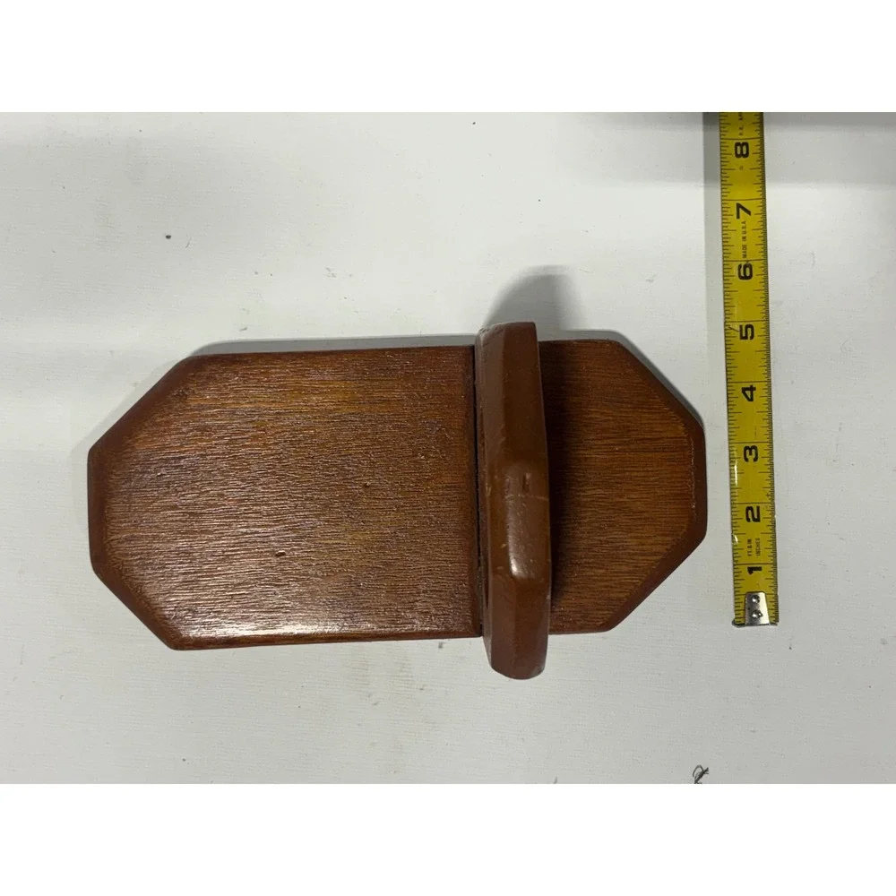 Vintage Handcrafted Wood Wall Sconce‎ Candle Holder Rustic Oak Finish Geometric